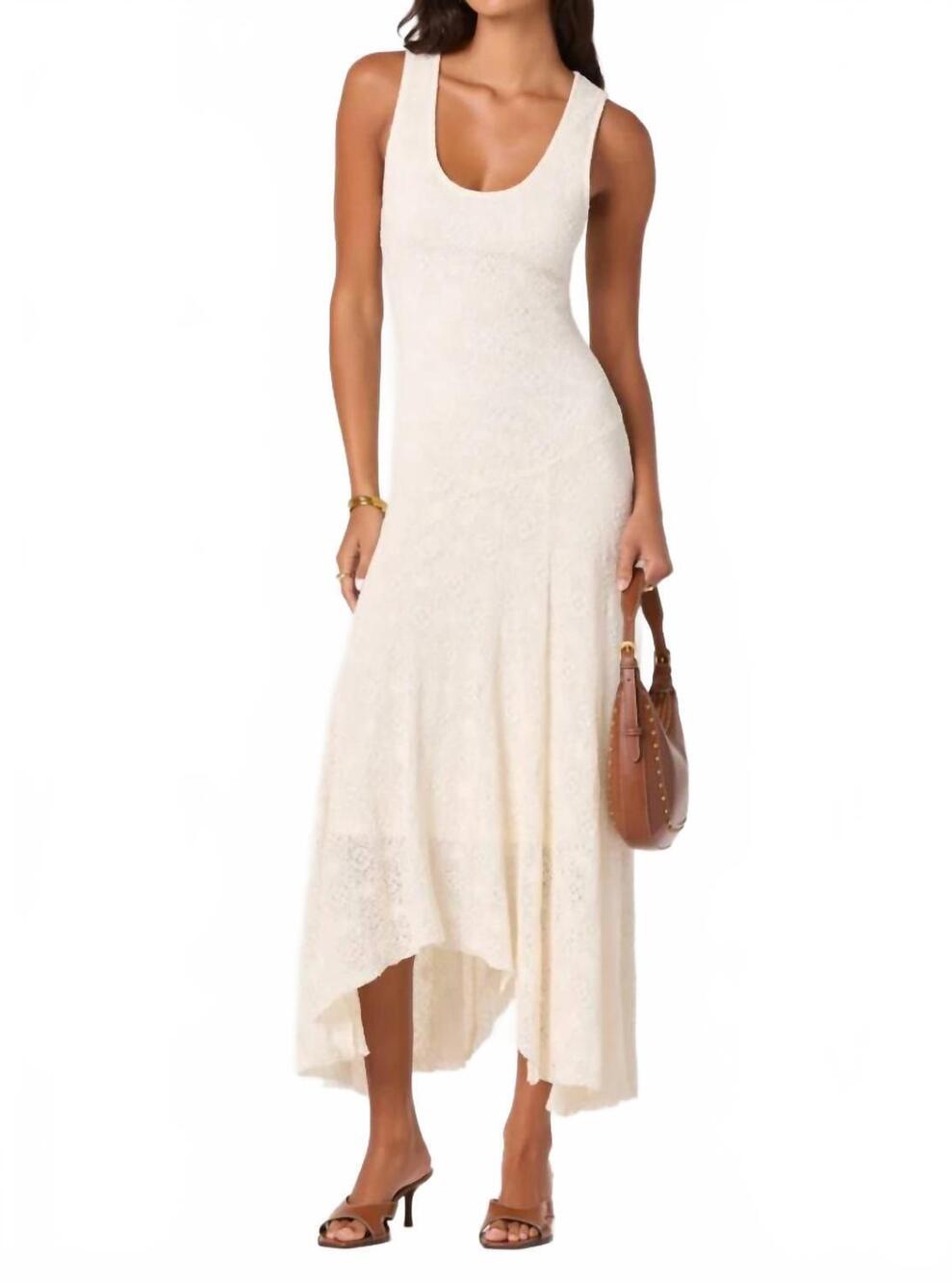 NEW ASTR freida lace asymmetrical hem dress in cream